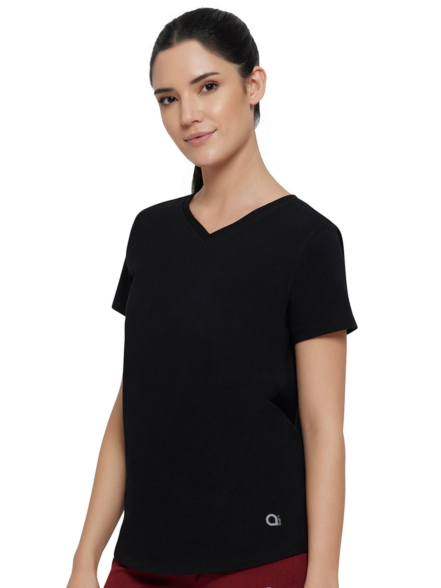 Amante Black Cotton Sports T-Shirt