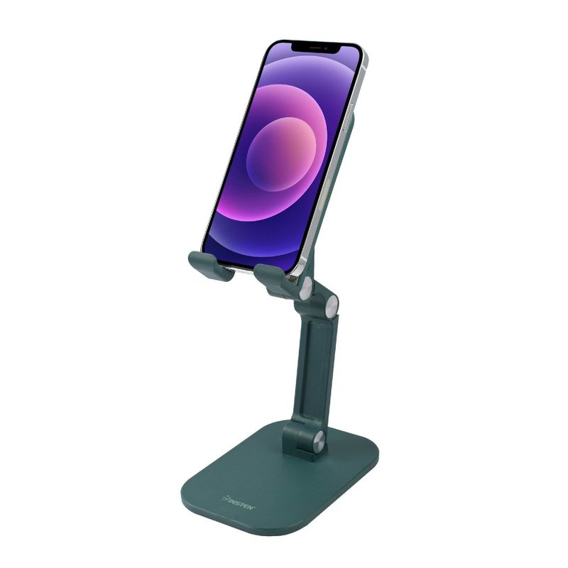 Insten Cell Phone Stand for Desk, Aluminum Foldable Holder, Height & Angle Adjustable Ergonomic Mount For Smartphones iPhone iPad Tablet, Green