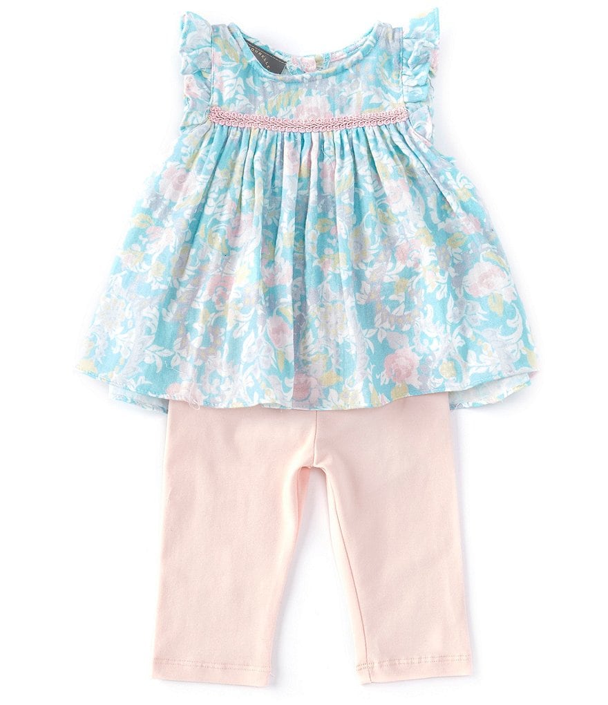 Pippa & Julie Baby Girls Newborn-24 Months Flutter-Sleeve Floral Top & Leggings Set
