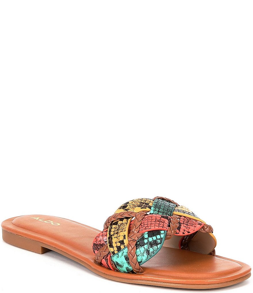 ALDO Lothelalian Braided Snake Print Flat Sandals