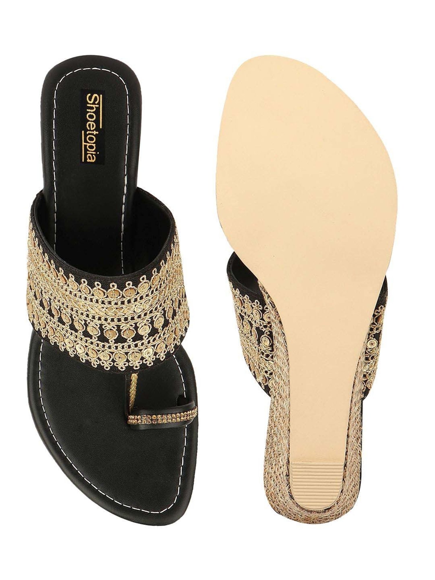 Shoetopia Kids Black Toe Ring Sandals