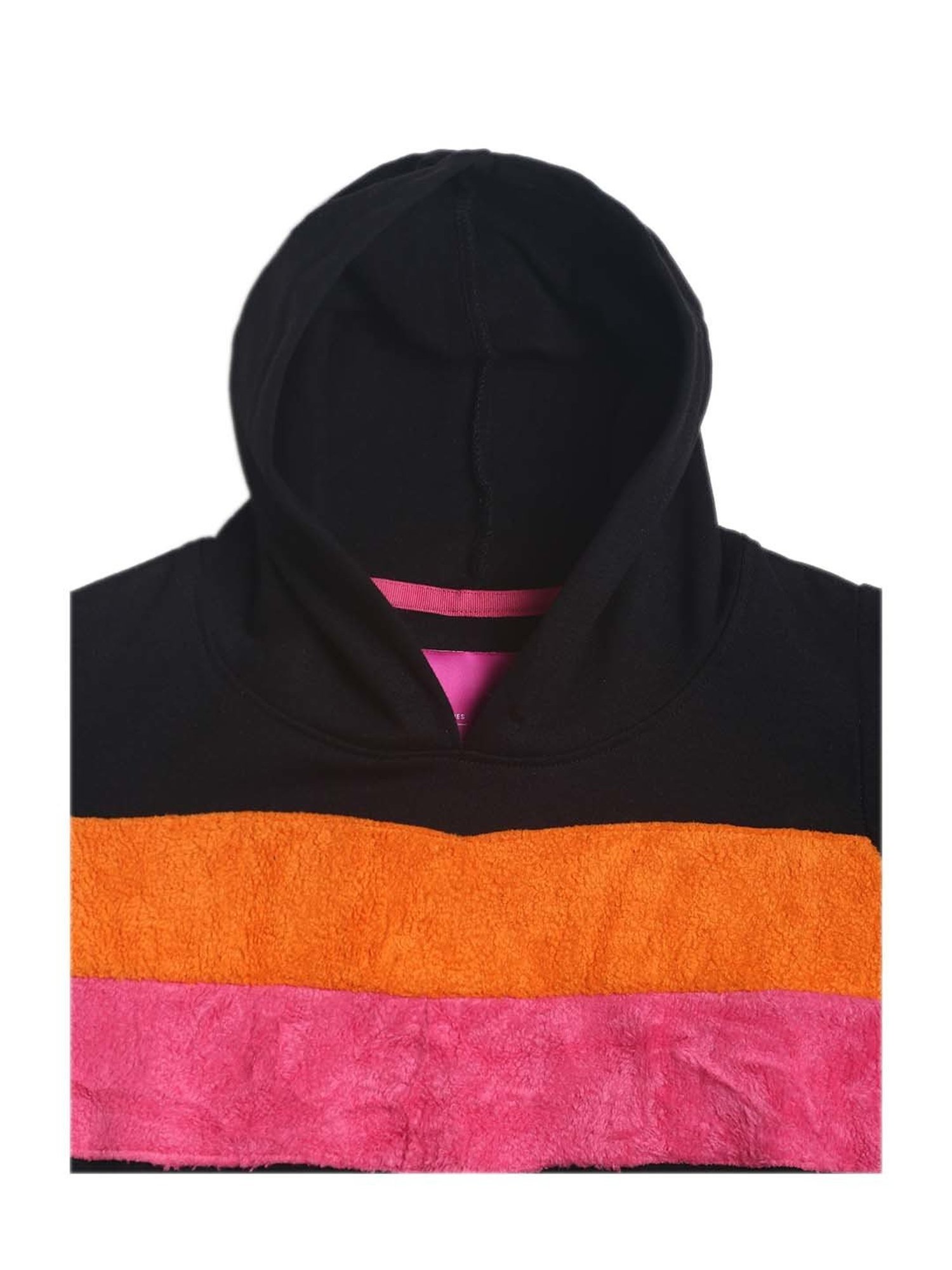 Tales & Stories Kids Black & Pink Color Block Full Sleeves Sweatshirt