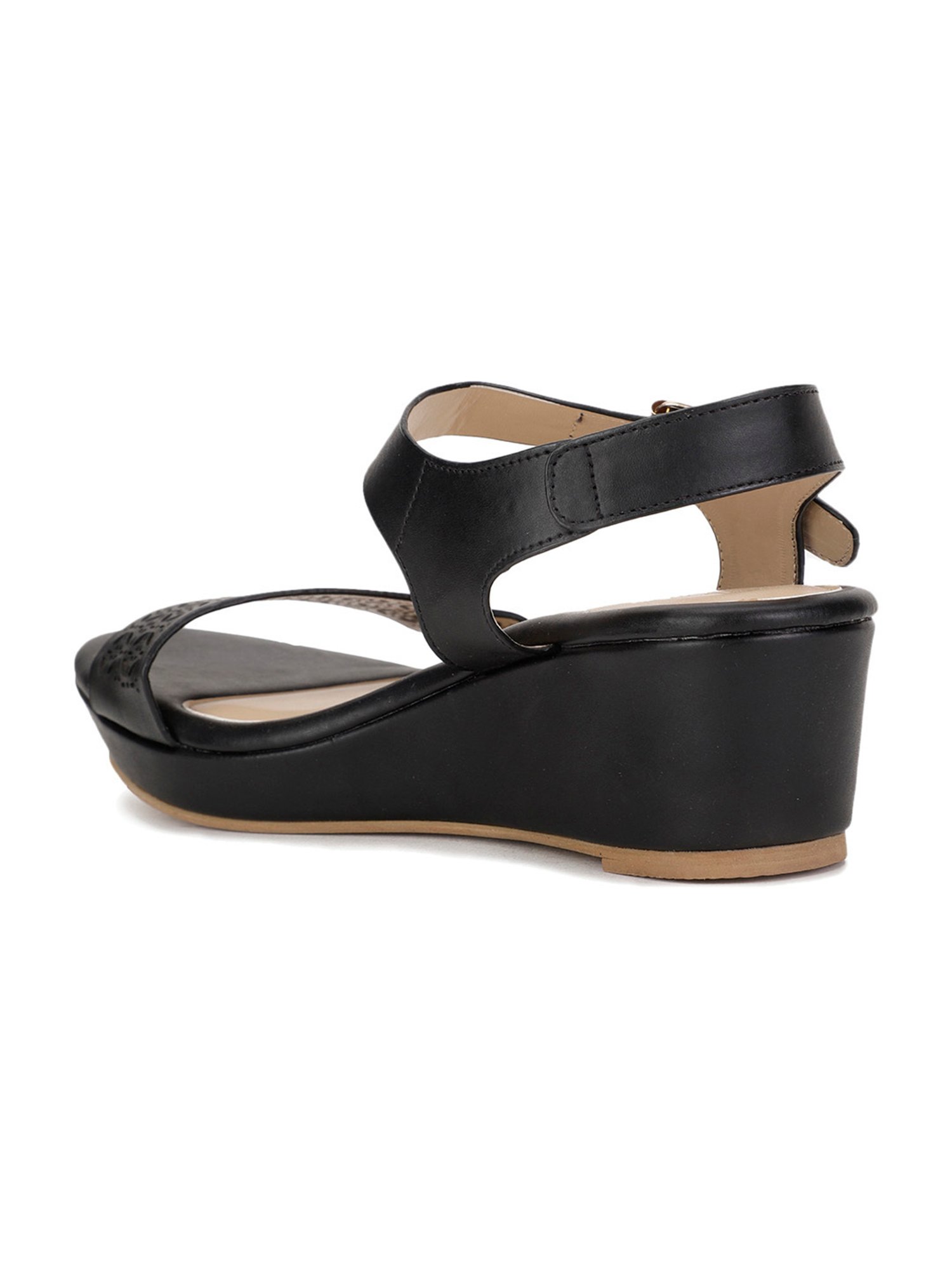 Bata Women's Black Ankle Strap Wedges