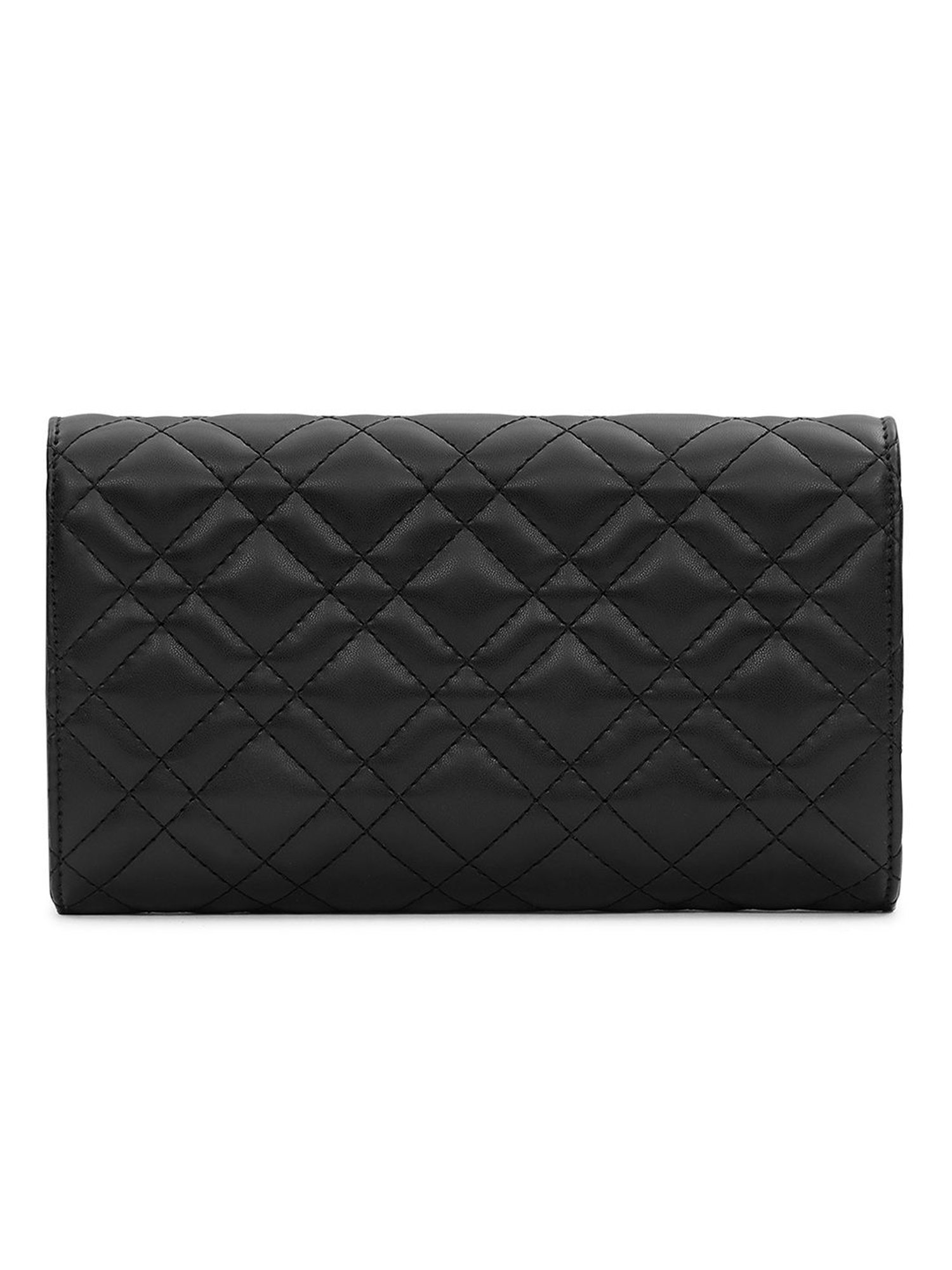 Miraggio Iris Black Quilted Small Faux Leather Clutch
