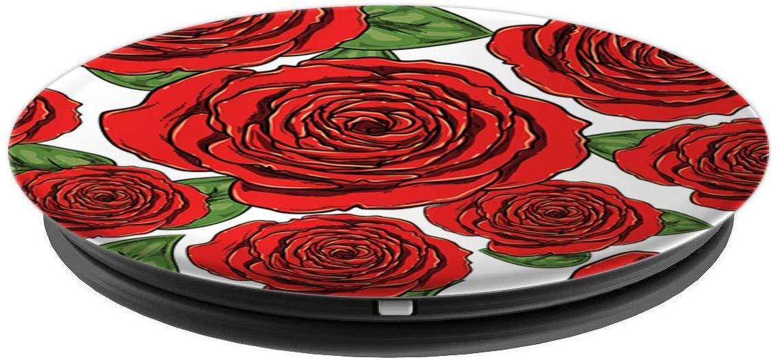 Cute Rose flower in WHITE PopSockets Grip and Stand for Phones and Tablets