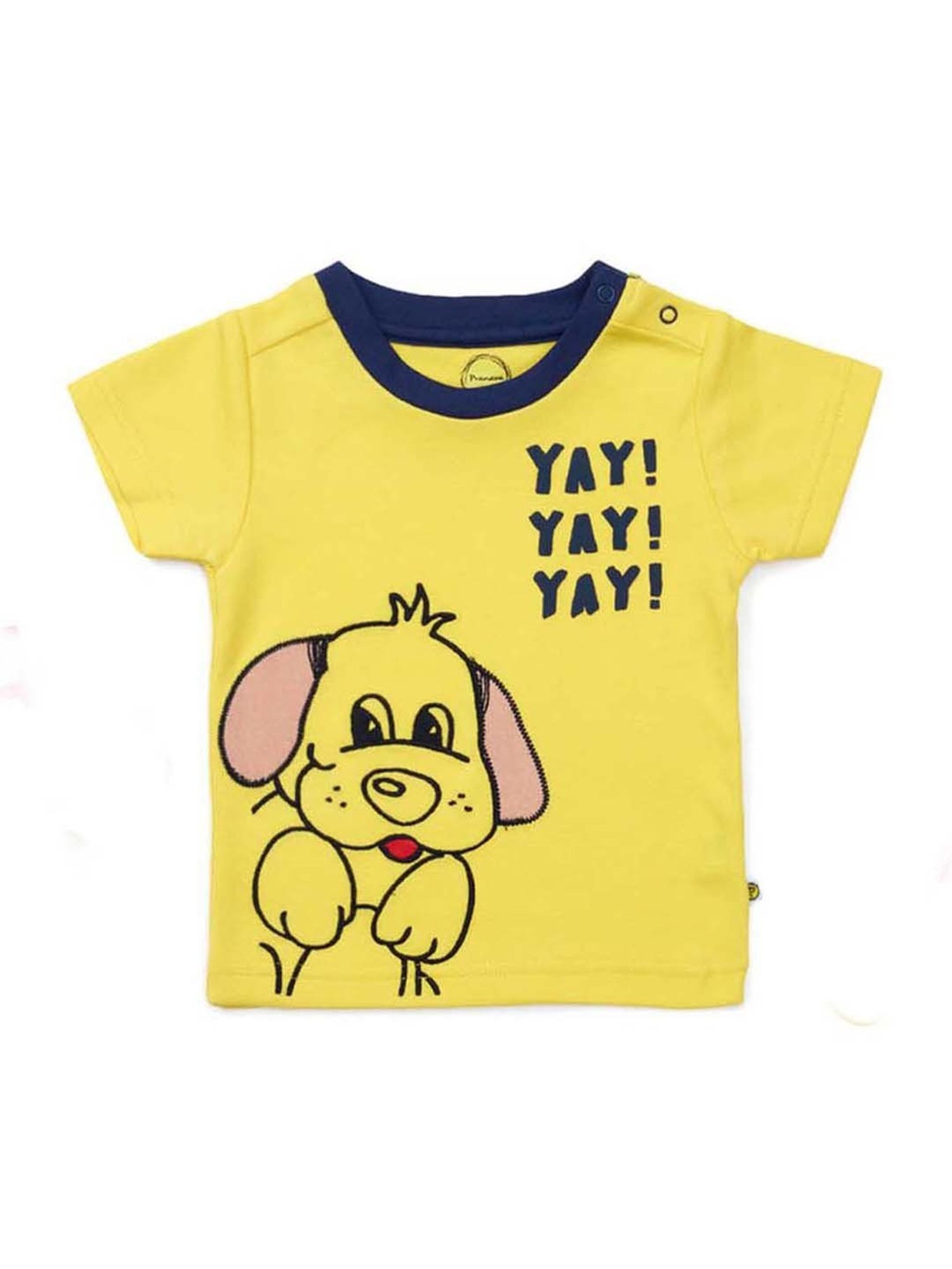 Pranava Kids Blue & Yellow Printed T-Shirt (Pack of 2)