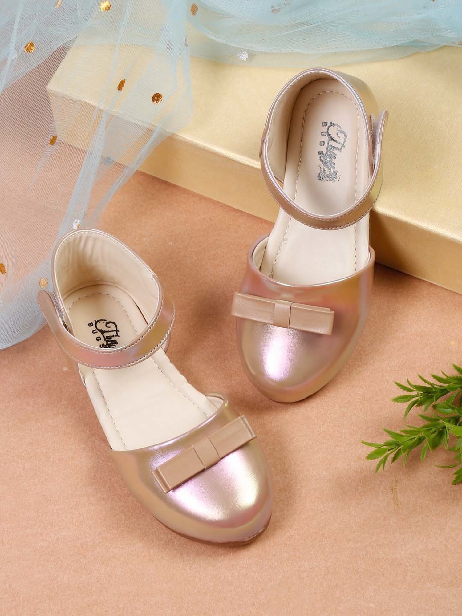 Tiny Bugs Kids Rose Gold Ankle Strap Sandals