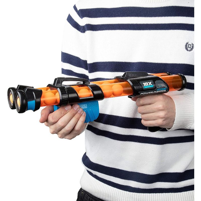 Hog Wild Atomic Power Popper Double Barrel Toy, Shoots Foam Balls!