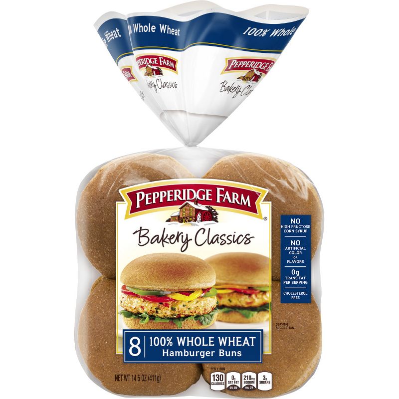 Pepperidge Farm Bakery Classics 100% Whole Wheat Hamburger Buns - 14.5oz/8ct