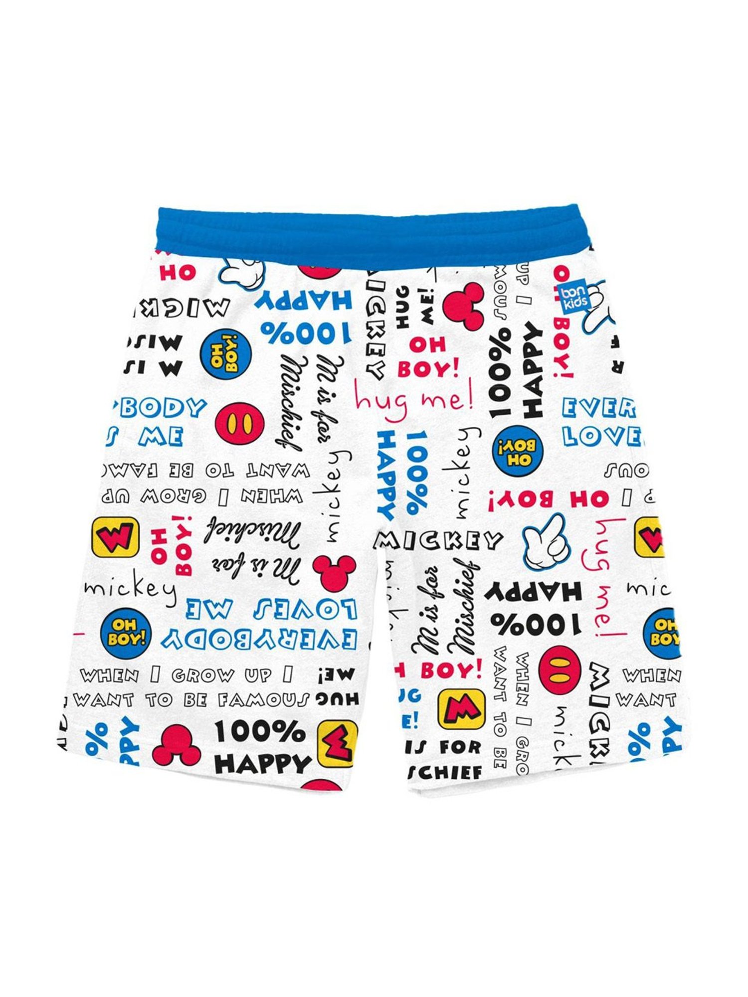 Bonkids Kids Multicolor Cotton Printed Mickey Shorts