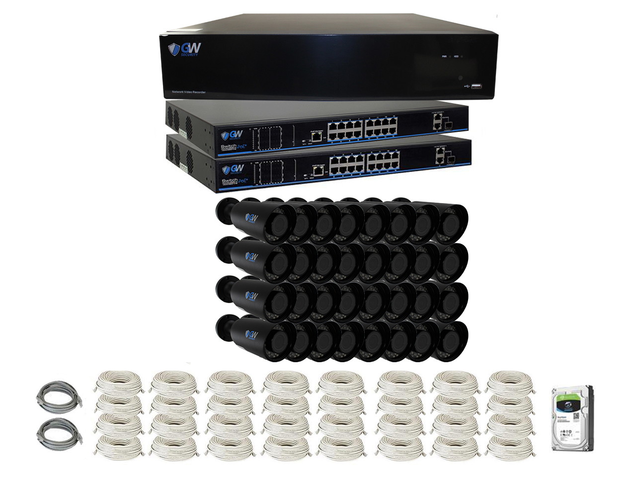 GW Security 8CH NVR 8MP H.265+ AI Face Recognition 4K IP PoE Surveillance Camera System with 4 4K 2.8-12mm Varifocal Zoom 2160p Outdoor Bullet Camera, 120ft IR Night Vision, 2TB Hard Drive