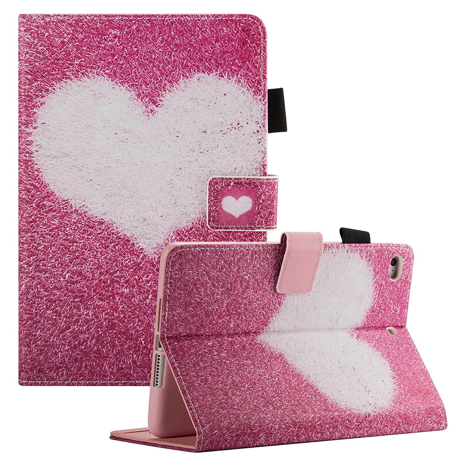 iPad Mini Case for iPad Mini 2/3/4 - Dteck Slim Fit Premium PU Leather Multiple Viewing Folio Stand Wallet Cover with Auto Wake/Sleep Smart for Apple iPad Mini 2/Mini 3/Mini 4, Pink Love