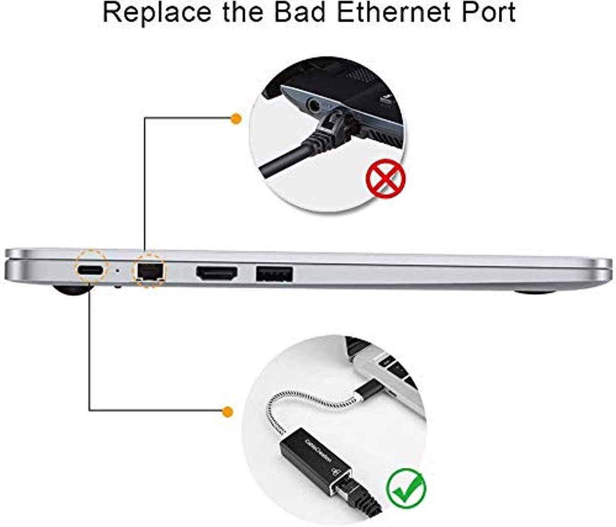 USB C Ethernet Adapter, CableCreation USB Type C to RJ45 Network LAN Adapter Up to 10/100/1000 Mbps, Ethernet for Windows, Mac, macOS X, Compatible with Galaxy S10, iPad Pro 2020, Aluminum