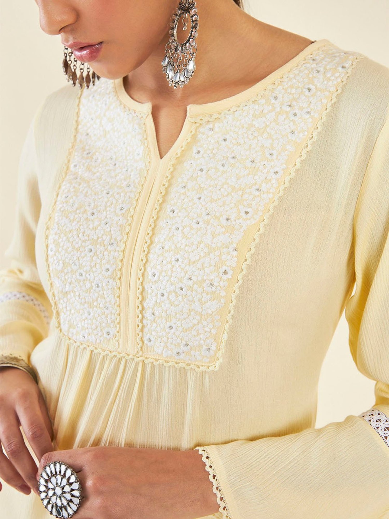 Soch Light Yellow Embroidered Tunic