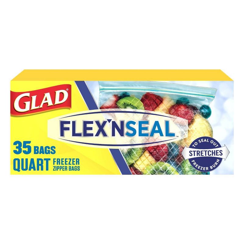 Glad Flex'N Seal + Freezer Storage Plastic Bags - 1 Quart 35ct