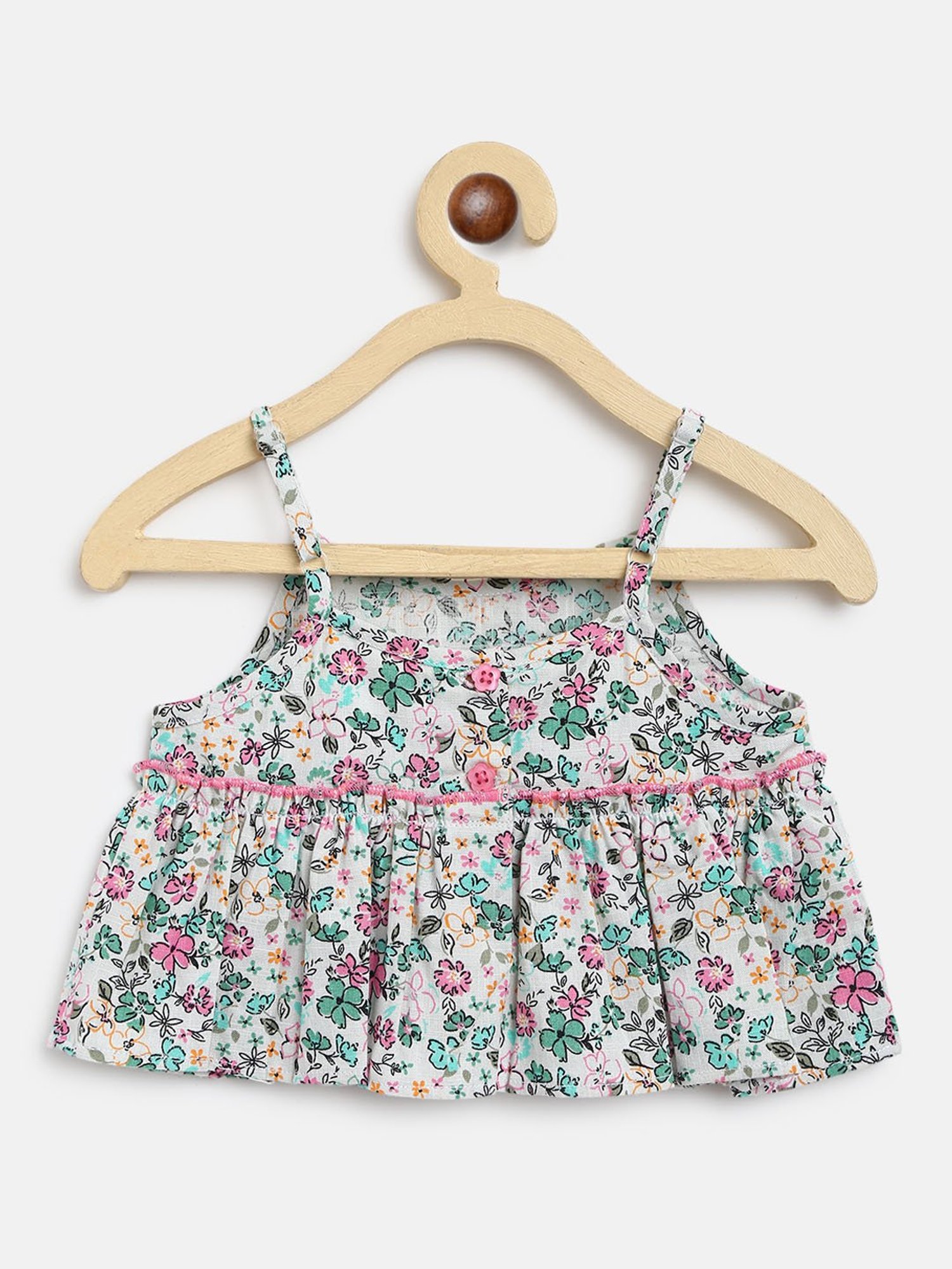 Nauti Nati Kids White & Pink Floral Print Top with Shorts