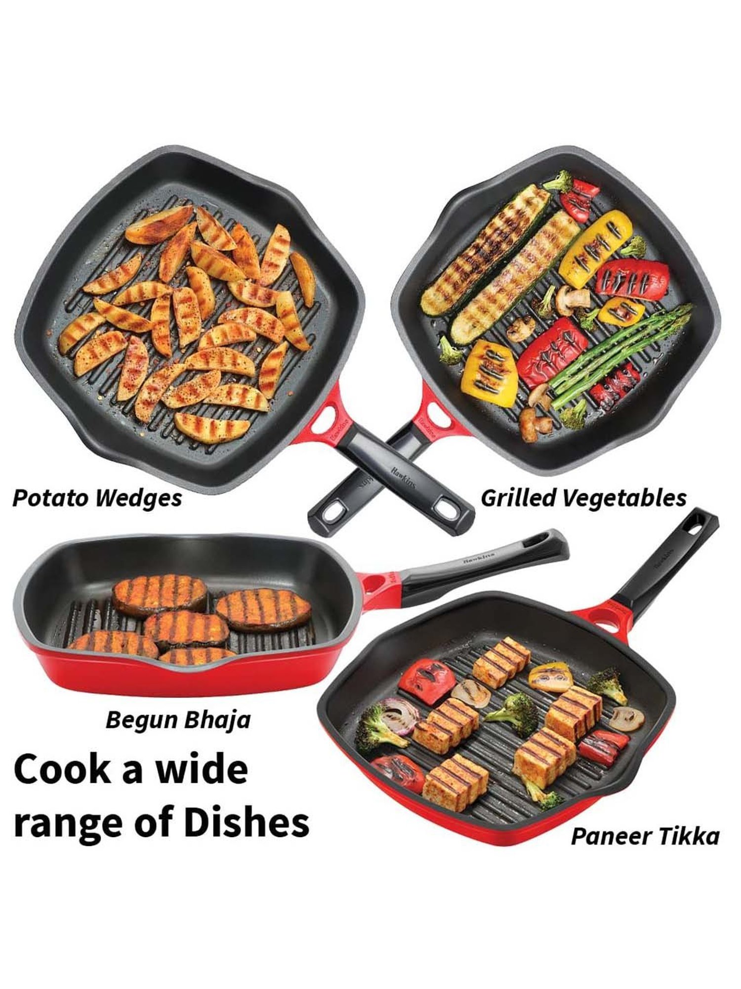 Hawkins Red Ceramic 30 cm Die Cast Grilling Pan (Dcgp30) (1 L)