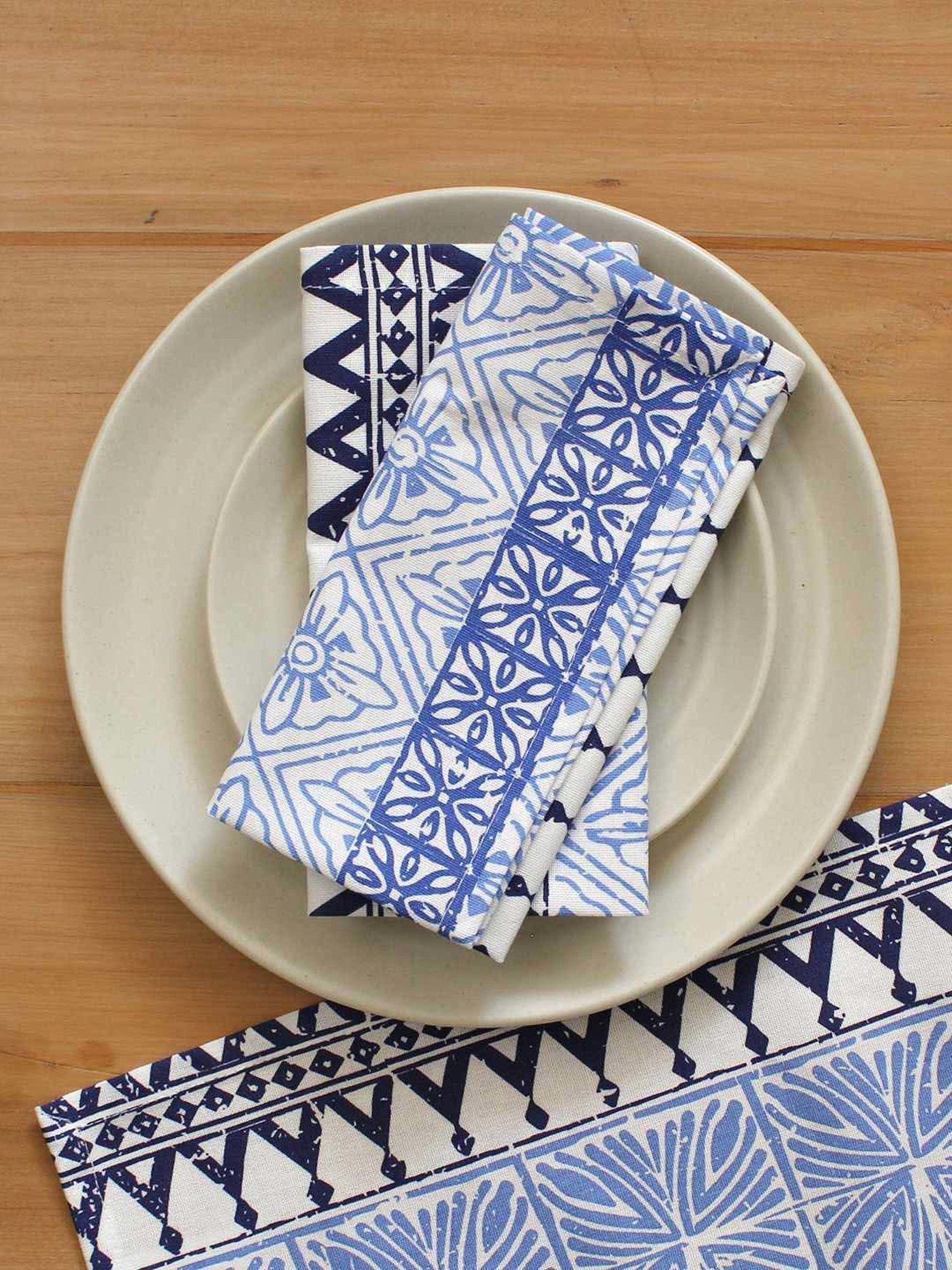 House This Alankaar Blue Cotton Napkins - Set of 2