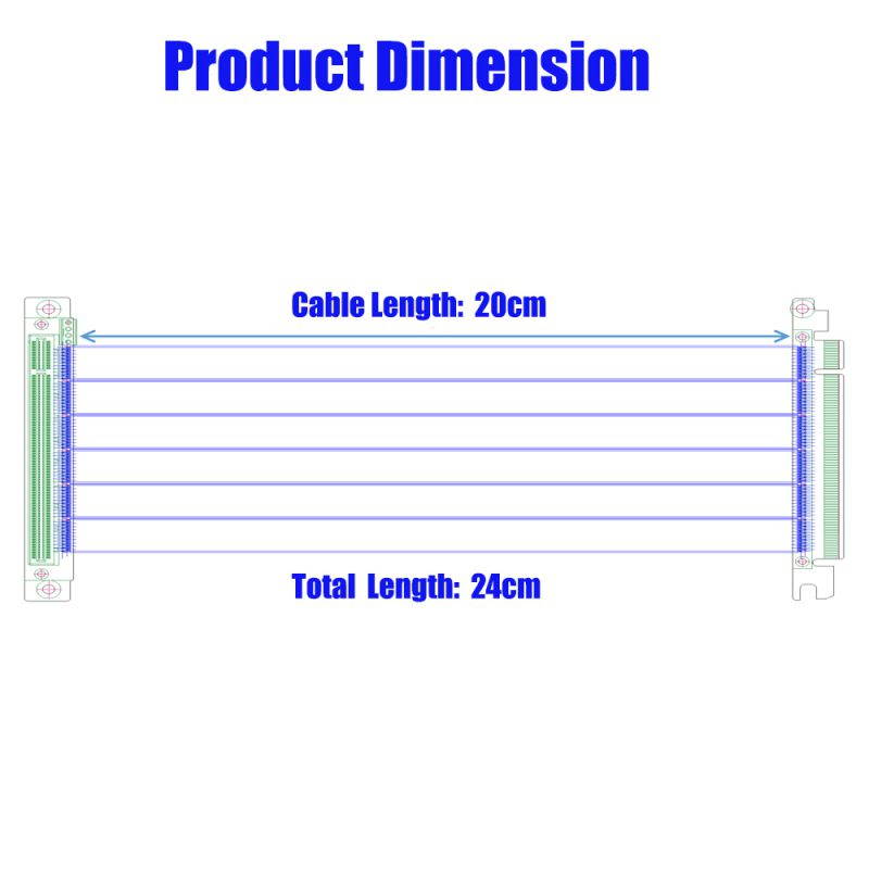 High Quality 90&deg; PCI-e  PCI Express 16X Extension cable with Gold-plated connector
