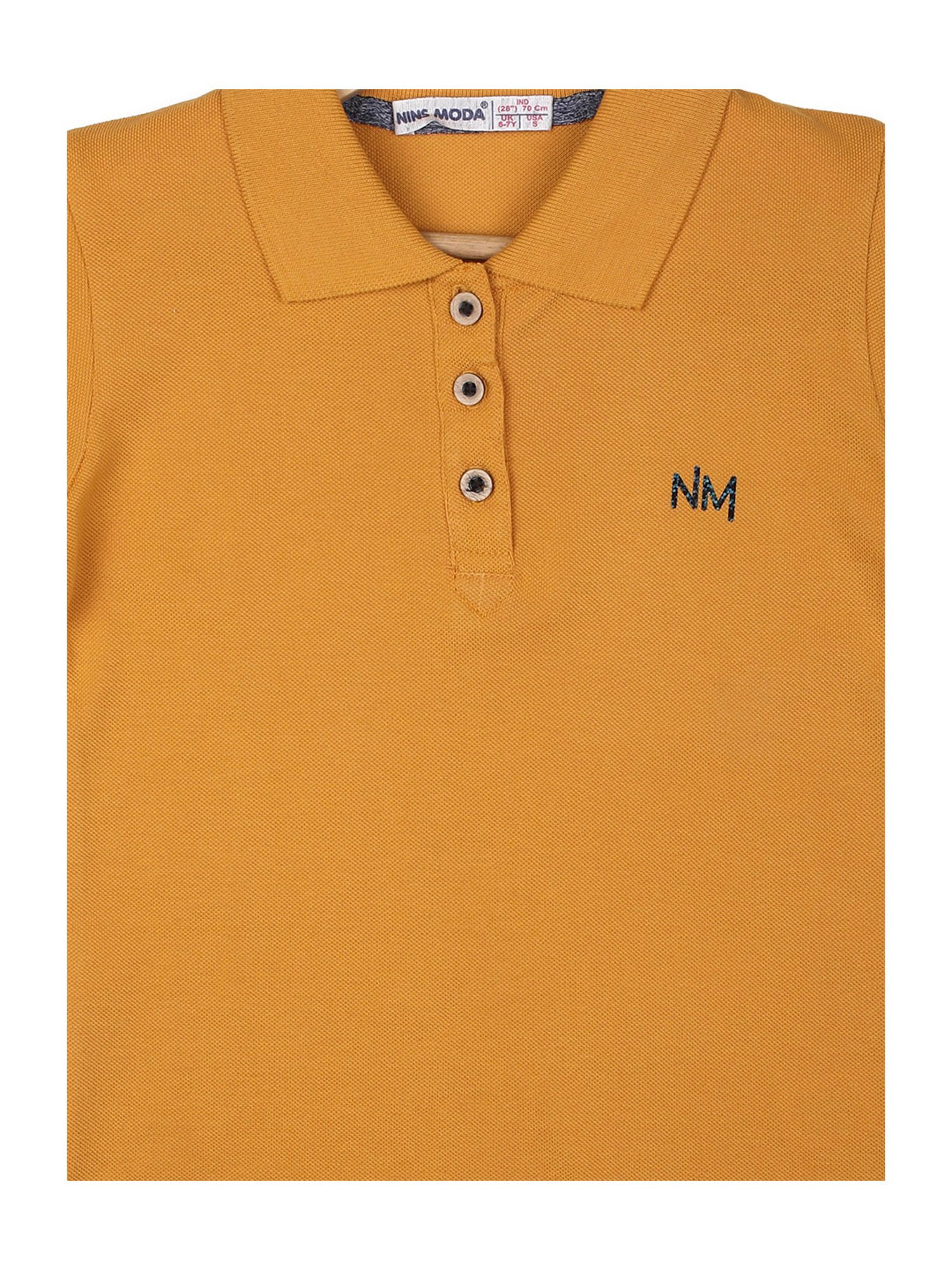 NINS MODA Kids Mustard Solid Polo T-Shirt