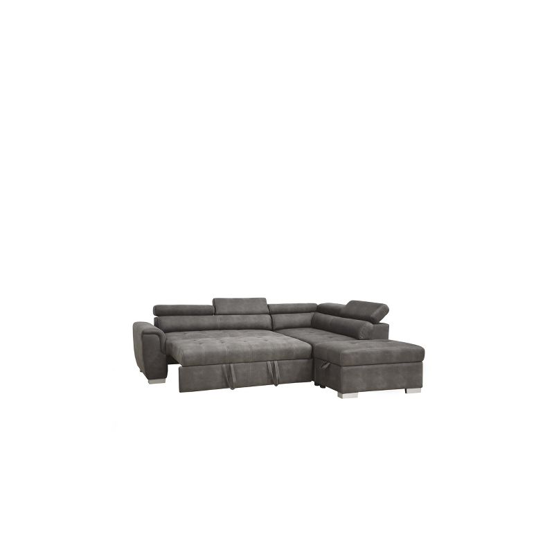 Thelma Sectional Sofa Gray Polished Microfiber - Acme Furniture