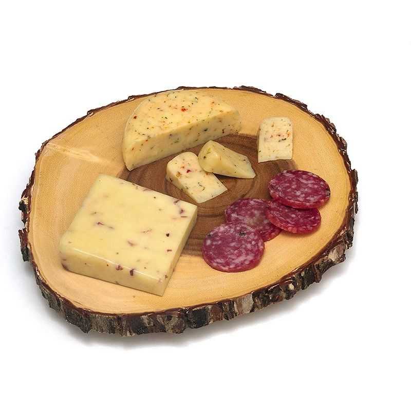 Lipper International 1010 Handcrafted Acacia Tree Bark Footed Server Platter for Cheese, Crackers, and Hors D'oeuvres, Small