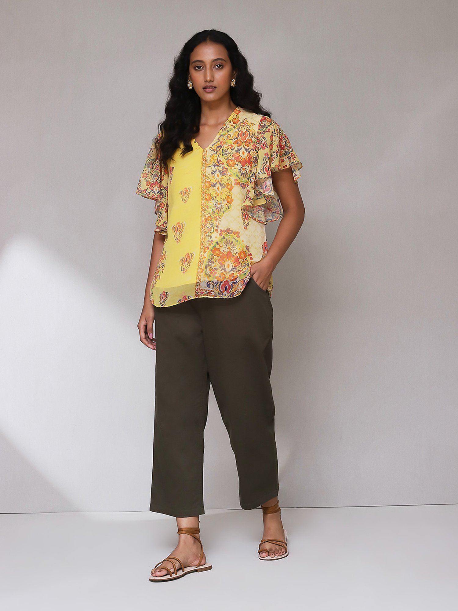 aarke Ritu Kumar Yellow Printed Top