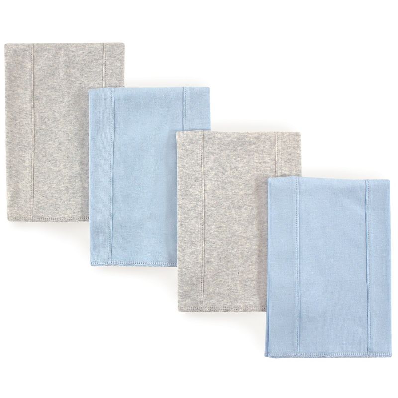 Touched by Nature Baby Boy Organic Cotton Burp Cloths 4pk, Blue Gray, One Size