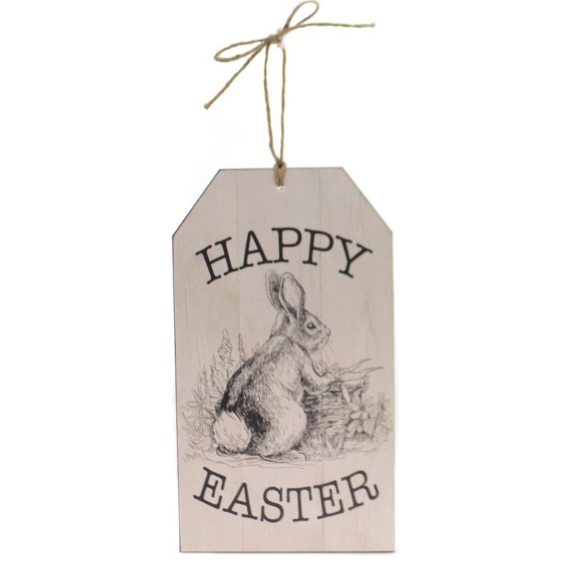 Easter 15.0" Happy Easter Wall Hanging Bunny Rabbit Basket Carrots  -  Wall Sign Panels