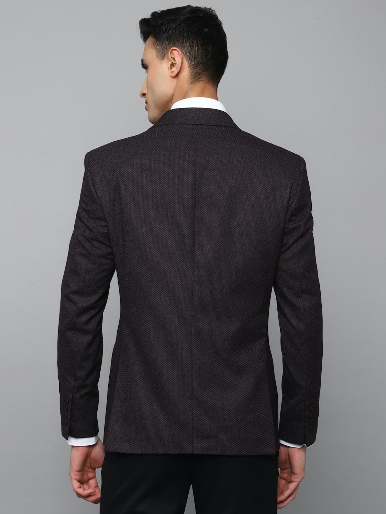 Louis Philippe Black Slim Fit Texture Blazers