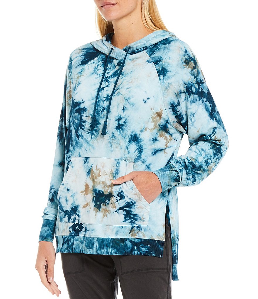 Kinesis Everyday Tie Dye Side Slit Front Pocket Fleece Long Sleeve Hoodie
