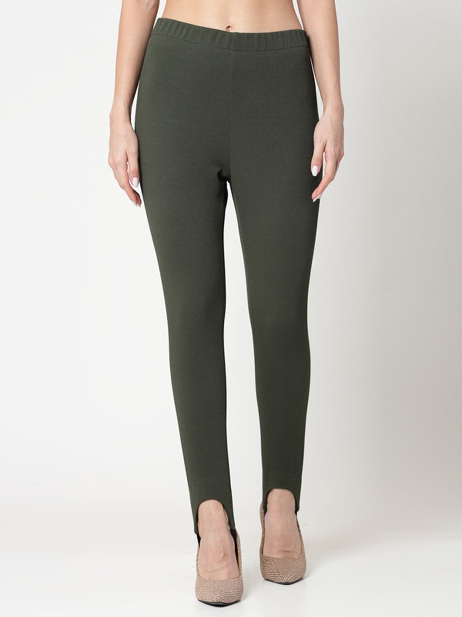 Office & You Olive Slim Fit Mid Rise Pants