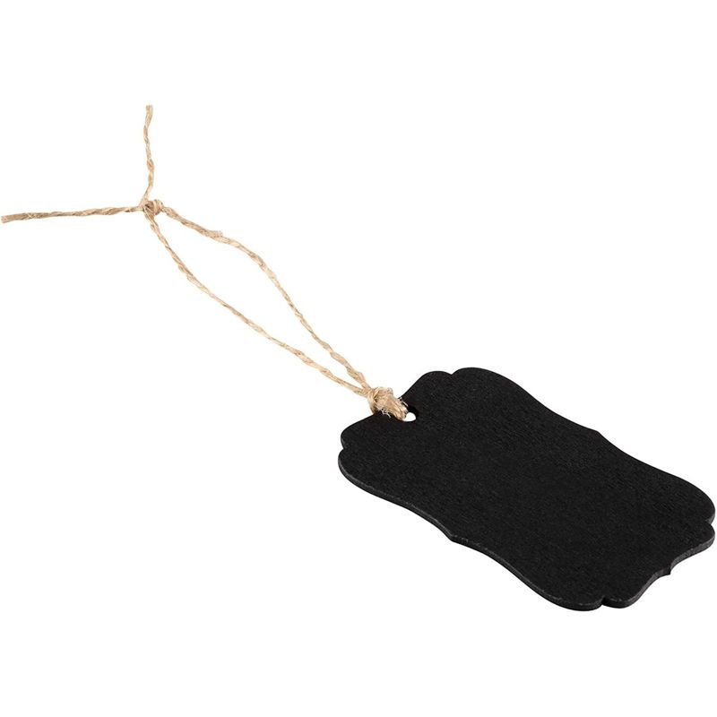 Genie Crafts 24 Piece Mini Wooden Chalkboard Tag Labels with String for Gifts, Mason Jars, DIY Crafts, 2 x 3 In