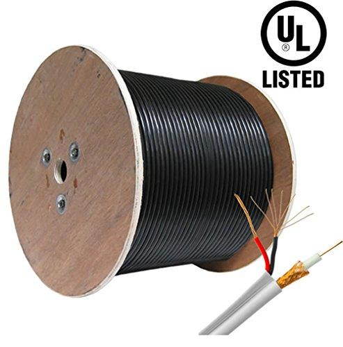 hdview 1000ft ul listed certified, 95% copper braid, siamese coaxial rg59 cable wire for cctv hd (tvi/ahd/cvi/analog) security
