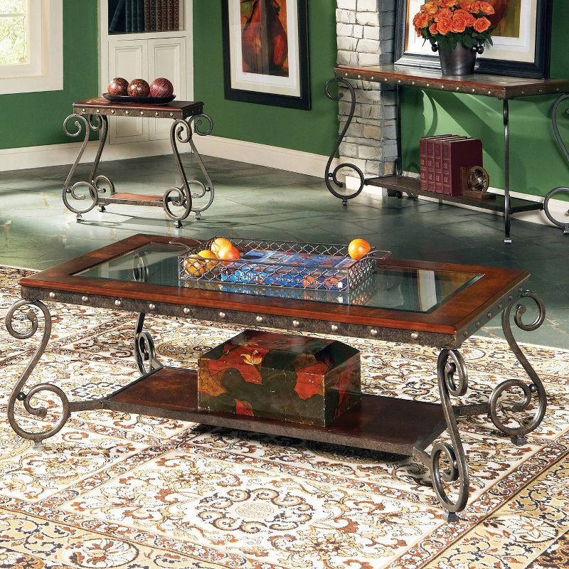 Ellery Cocktail Table Wood and Metal Cherry - Steve Silver