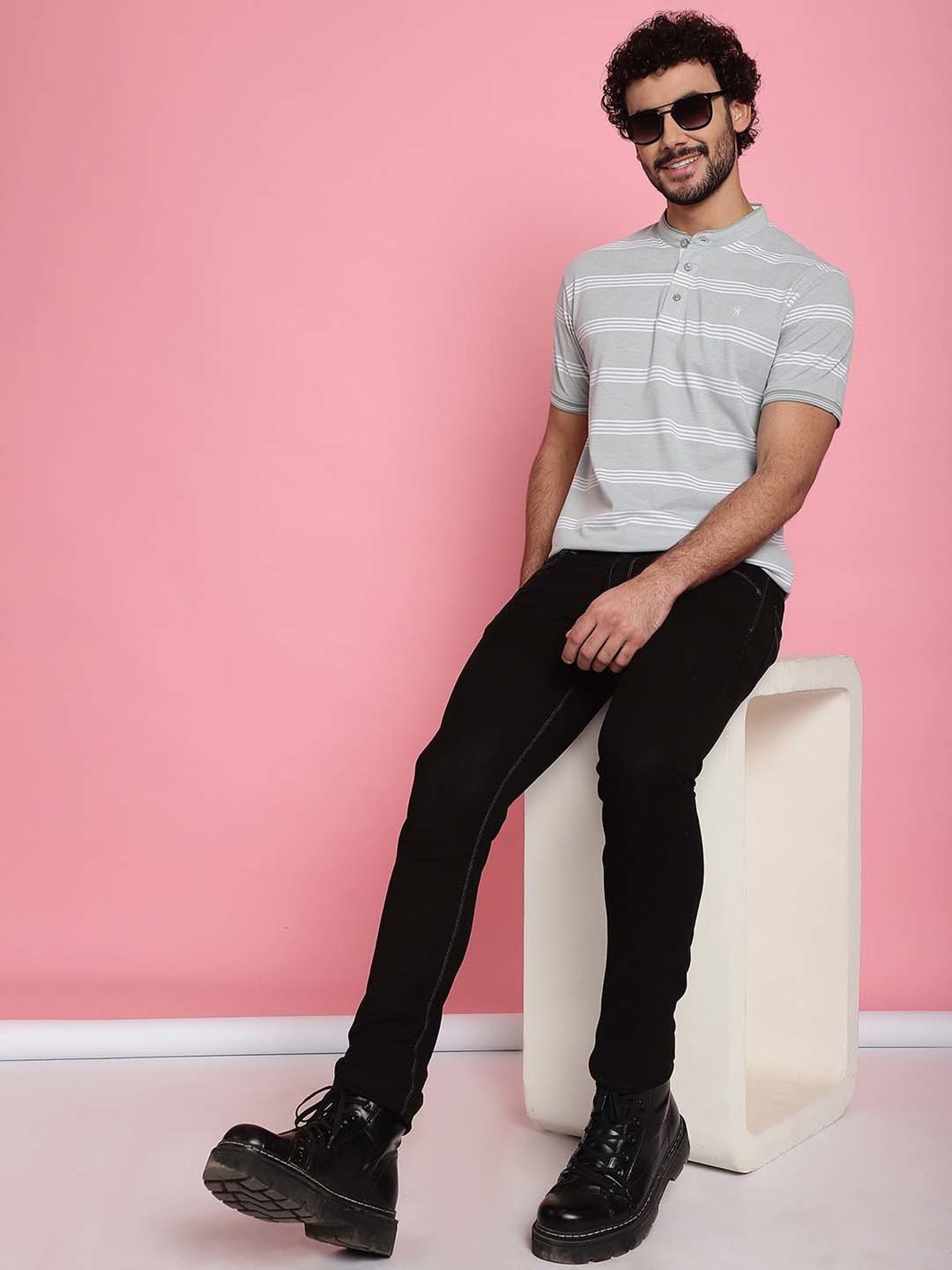 Venitian- Forbidden Clothing Light Pista Slim Fit Striped Crew T-Shirt