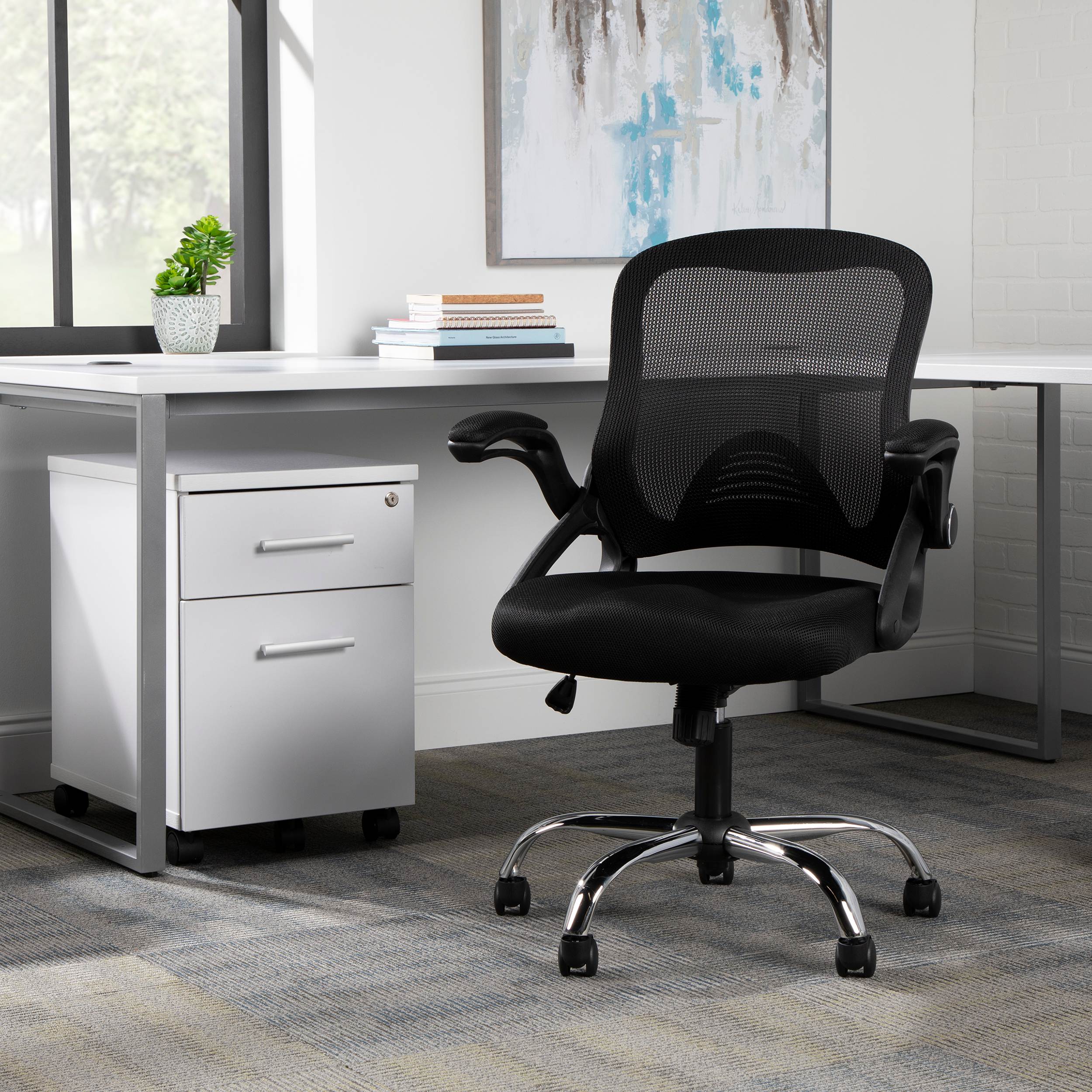 OFM Essentials Collection Mesh Back Office Chair, Task Chair with Flip-up Arms, in Black (ESS-3013-BLK)