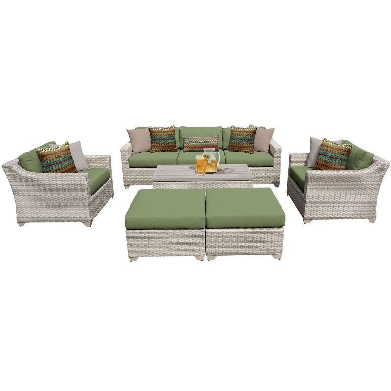 Fairmont 8pc Patio Sectional Seating Set with Club Chairs & Cushions - Cilantro - TK Classics