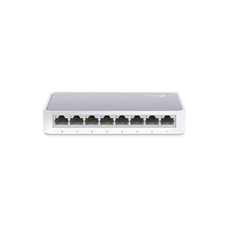 8 Port 10100Mbps Fast Ethernet Switch | Desktop Ethernet Splitter | Ethernet Hub | Plug and Play | Fanless Quiet | Desktop Design | Green Technology | Unmanaged TLSF1008D White