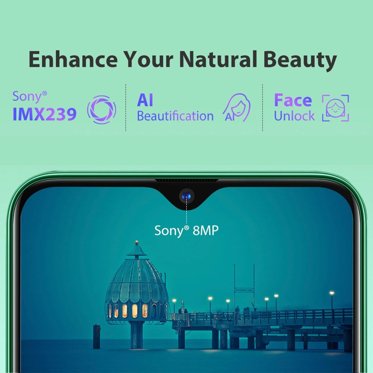 Unlocked Smartphone, Blackview A80 Plus, 4GB+64GB, Face ID & Fingerprint Identification, 4680mAh Battery, 6.49 inch Android 10.0 MTK6762V/WD Octa Core up to 1.8GHz, Network: 4G, Dual SIM, NF