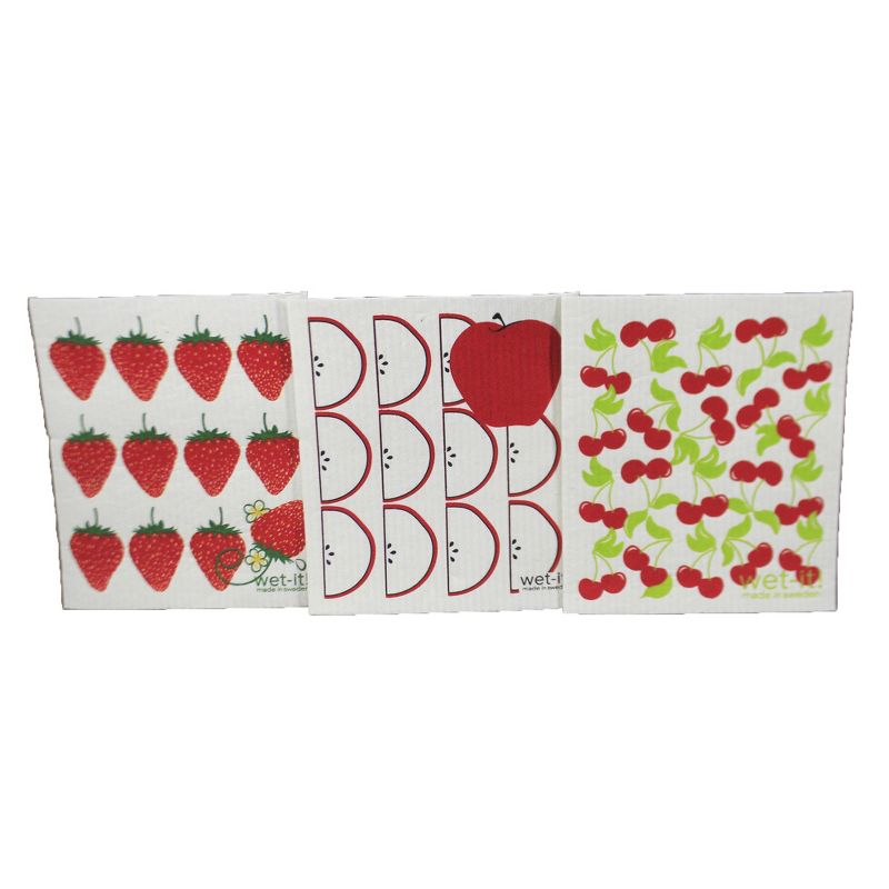 Swedish Dish Cloth 7.75" Fruit Stand  Set / 3 Dishcloth Clean Up Kitchen  -  Dish Cloth