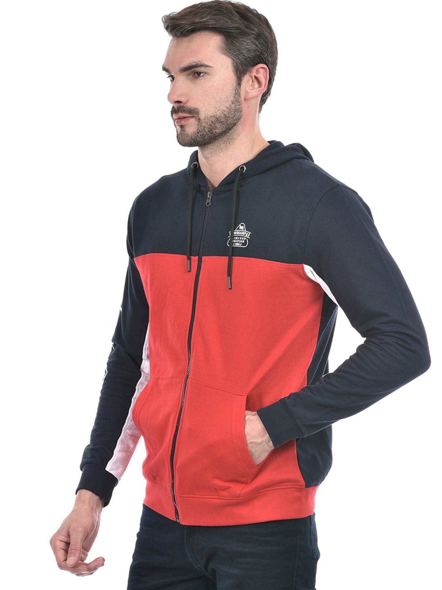 Lawman Multicolored Regular Fit Colour Block Hooded Sweatshirts