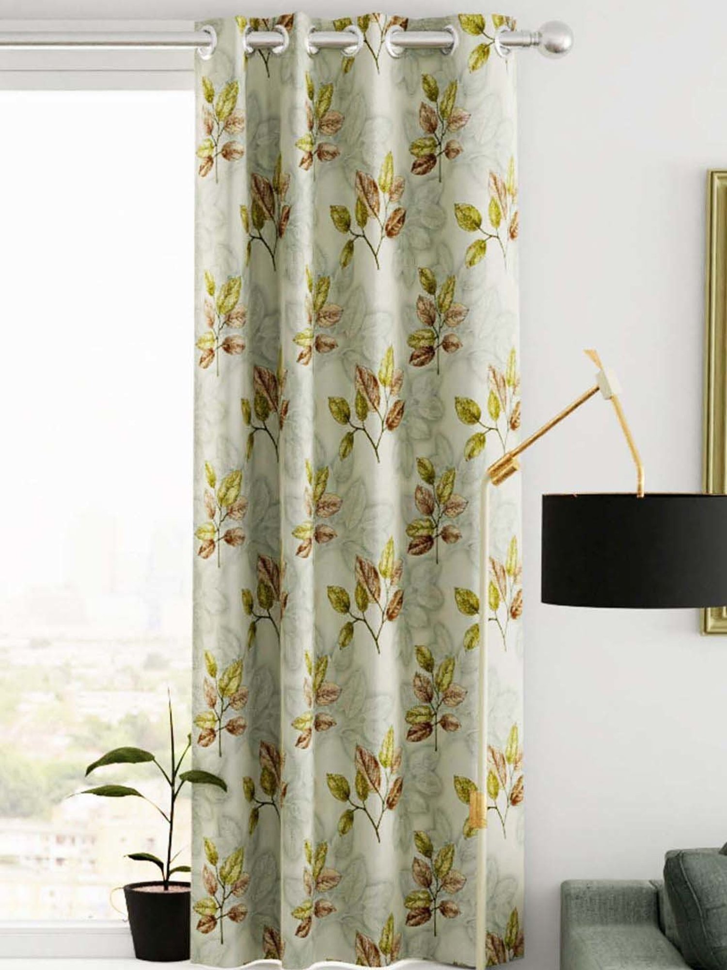 Bianca VILLA C`ESTA Green Faux Silk 5 Ft. Window Curtain