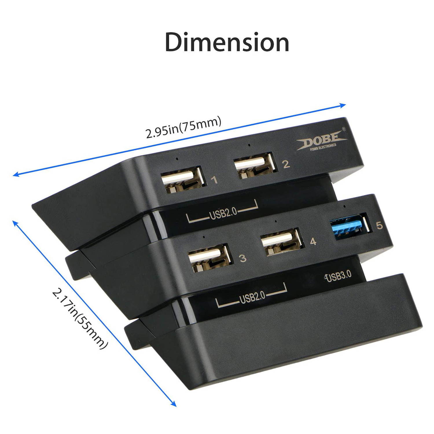 Rome Care 5 Port USB HUB for PS4 Pro Only, USB 3.0/2.0 High Speed Charger Controller Splitter Expander for Playstation 4 Pro