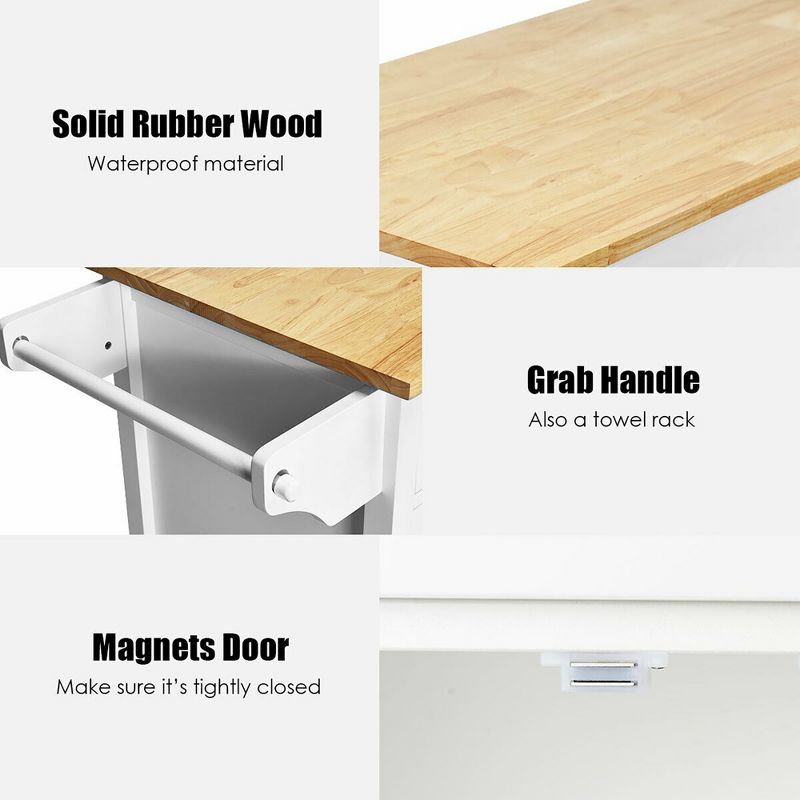 Sunrise Kitchen Island with American Maple Top White/Natural - Flora Home