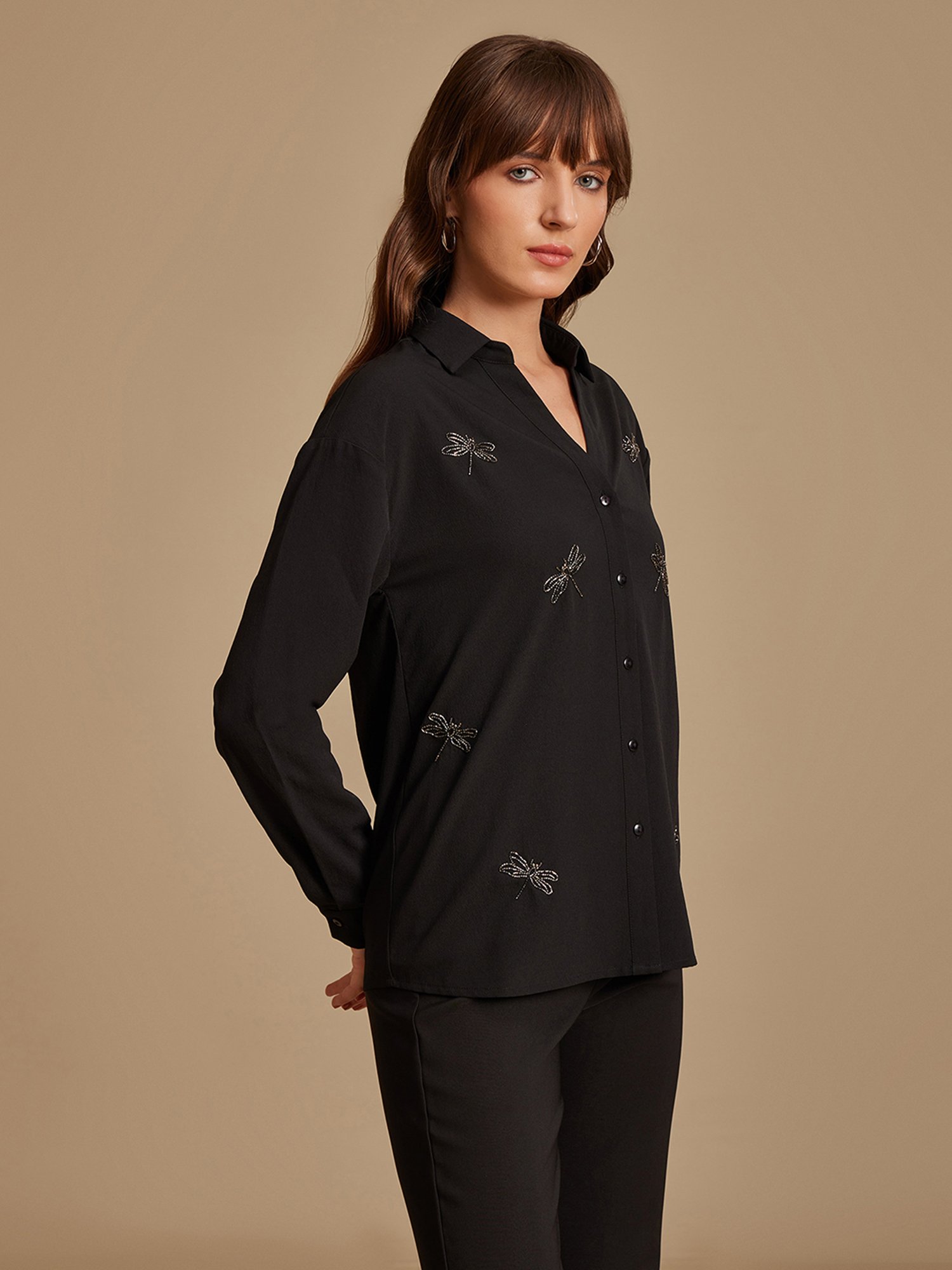 Kazo Black Embellished Shirt