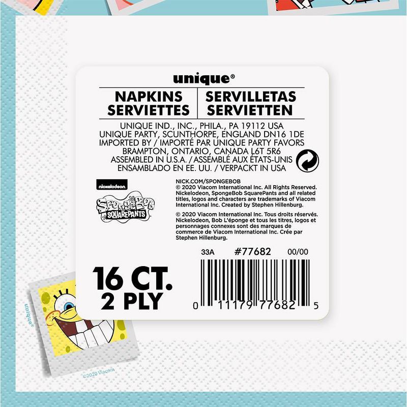 SpongeBob SquarePants 16ct Lunch Napkins Turquoise