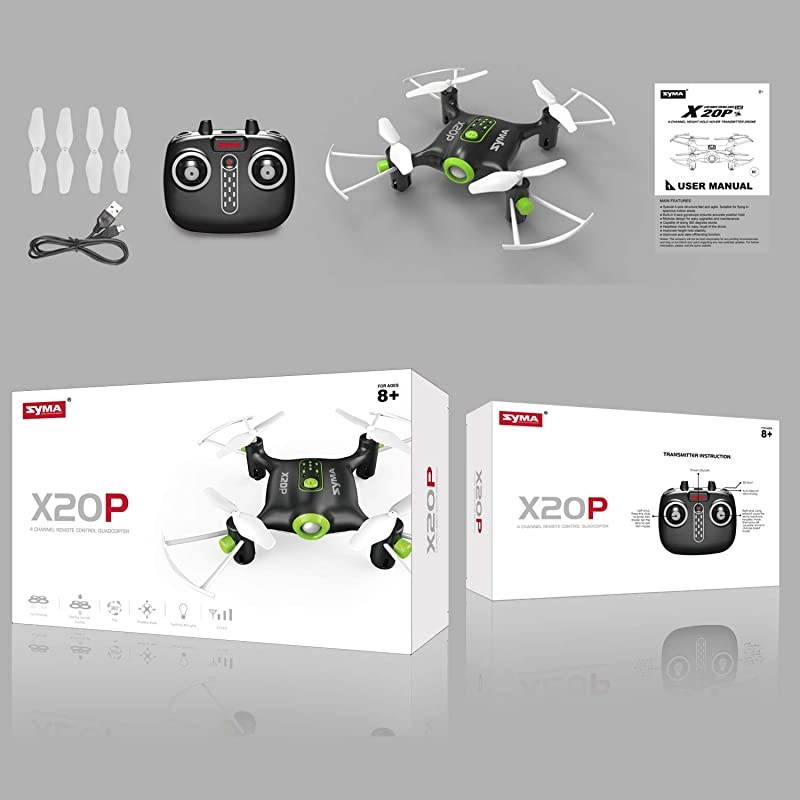 Mini Pocket Drone X20P RC Quadcopter Altitude Hold Headless Micro Helicopter LED Remote Control Quad Copter, Black