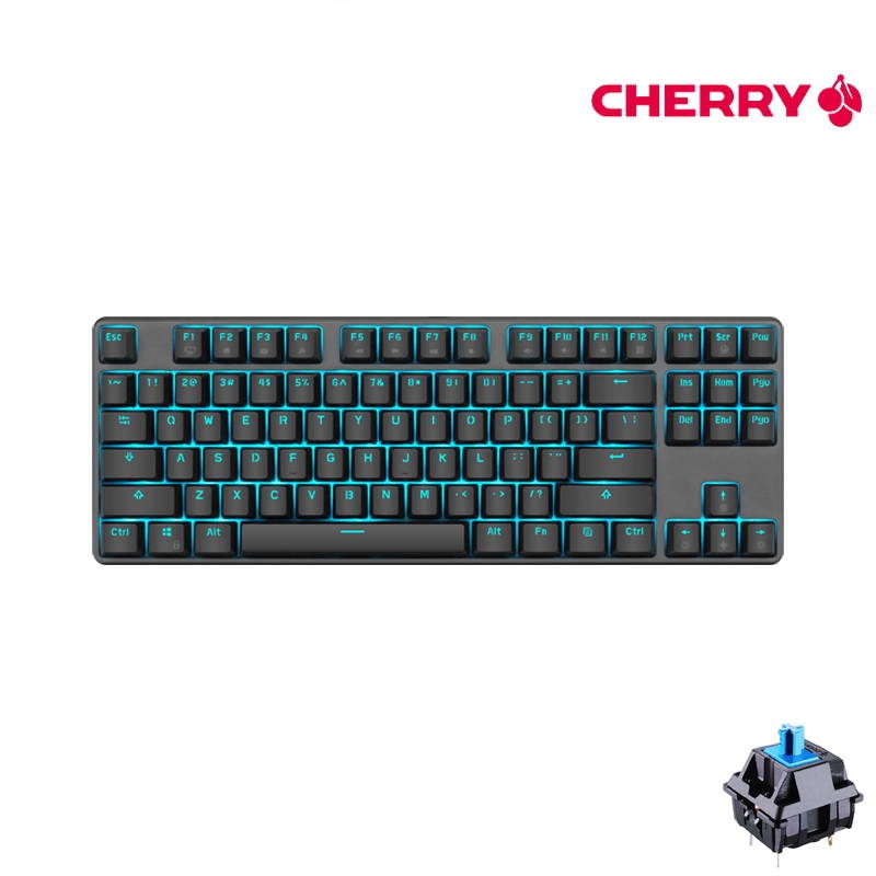 Royal Kludge RK601 87 Keys Cherry MX Black Mechanical Gaming  Keyboard  N-Key Rollover  Ice Blue Backlit,PBT Keycaps