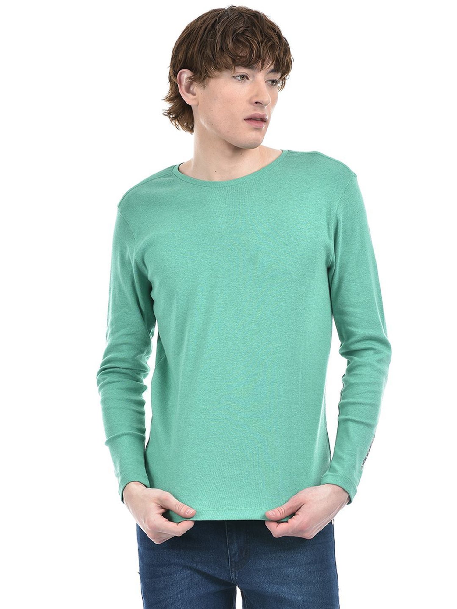 Numero Uno Green Cotton Regular Fit T-Shirt